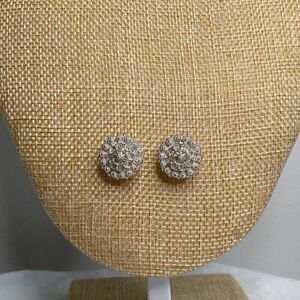 Silver Large Round Stud Earrings